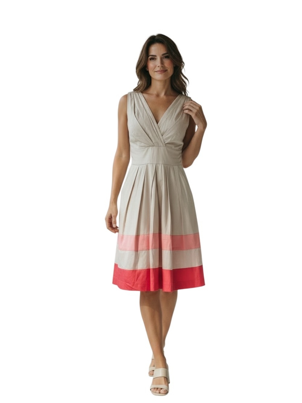 Corey P A-Line Dress with Coral Stripe